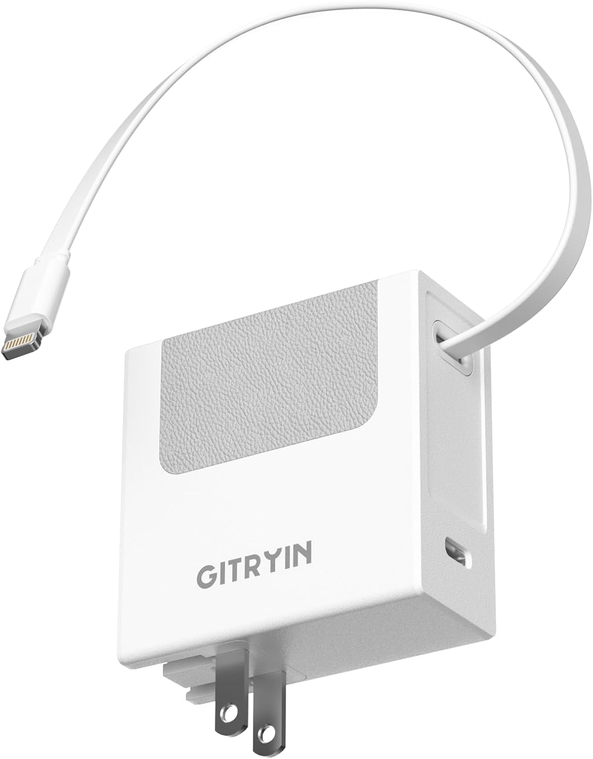 Gitryin Portable Phone Charger Block, Retractable Wall Charger with 33.5in Retractable Lightning Cable, 40W Fast Charging Block with USB C Port, Power Adapter with Foldable Plug for iPhone14/13/12