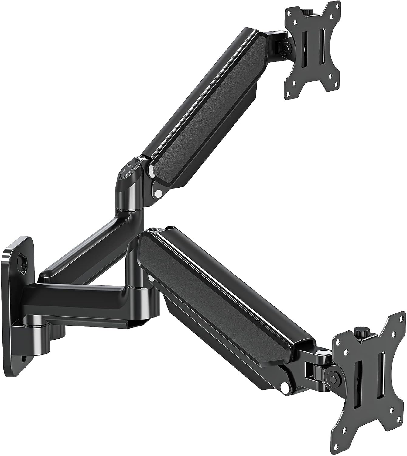 Dual Monitor Wall Mount for 13 to 32 Inch Computer Screens, Monitor Mounts for 2 Monitors Holds Up to 19.8lbs Each,Full Motion Gas Spring Monitor Arm with VESA 75x75/100x100