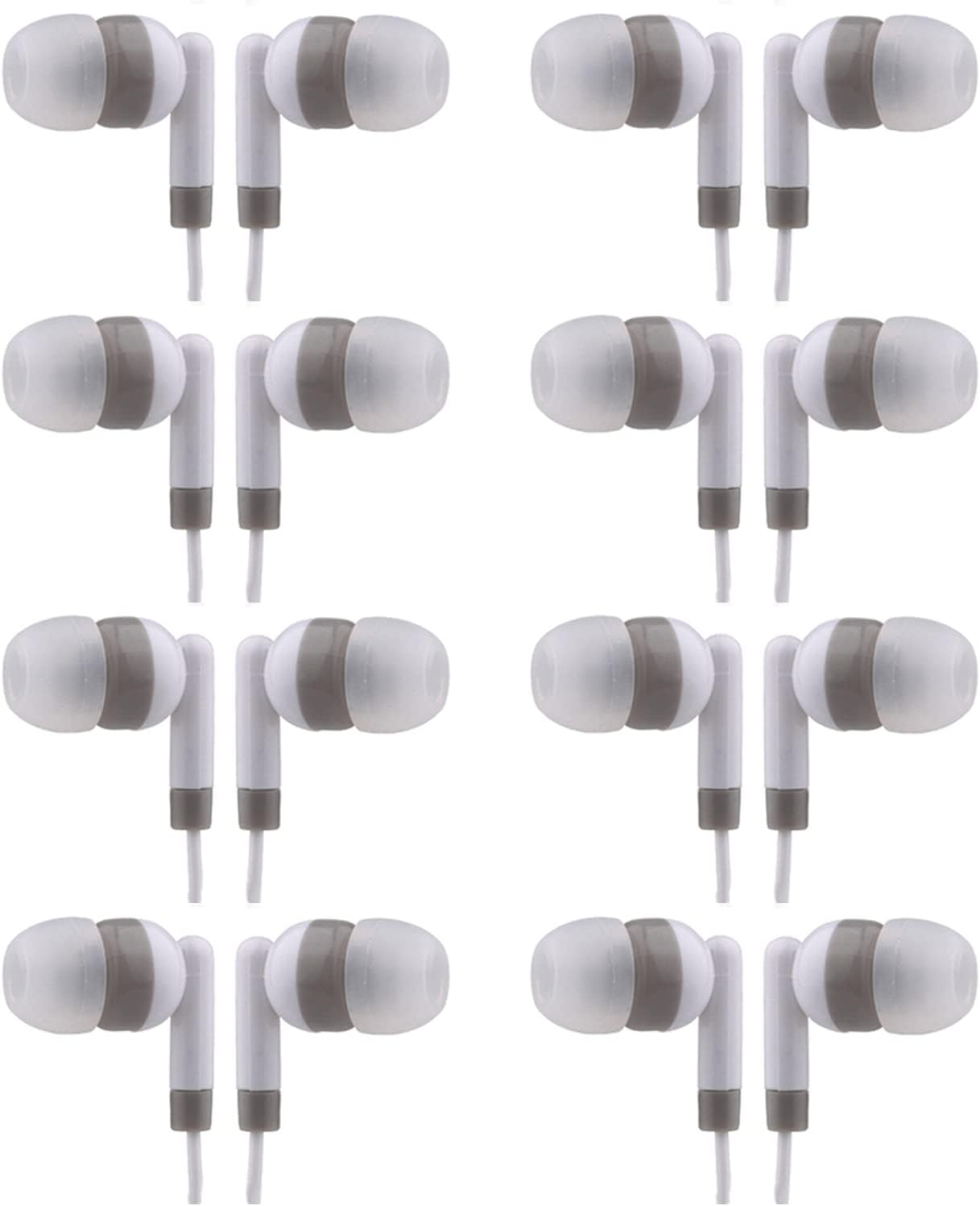 CN-Outlet Bulk Earbuds Headphones 50 Pack, Wholesale Disposable Earphones for Schools Classroom Students Kids Children (White)