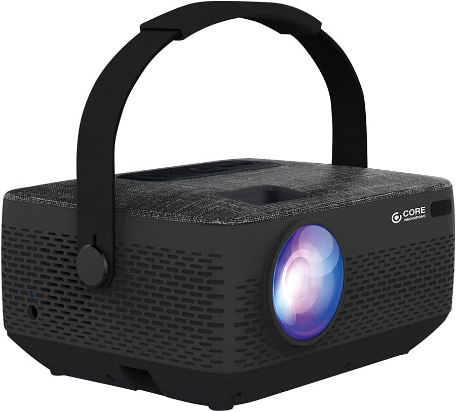 Core Innovations HD Portable Home Theater Projector Bundle with Carrying Bag and 100