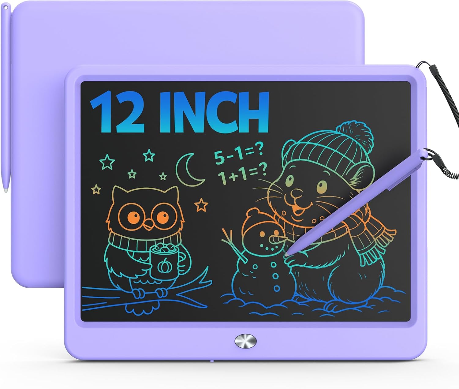 Bravokids 12 Inch LCD Writing Tablet for 3-8 Year Olds - Electronic Drawing Pad and Doodle Board as Educational Birthday Gifts for Girls and Boys (Purple)