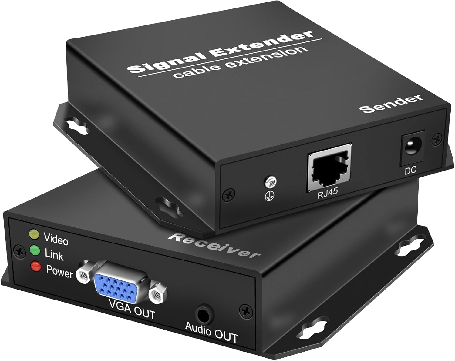VGA Extender Over Cat5e/6/7 - Zero Latency 1080p@60Hz up to 394ft, Compatible with Mac, Gaming Consoles (VGA Adapter) with Audio