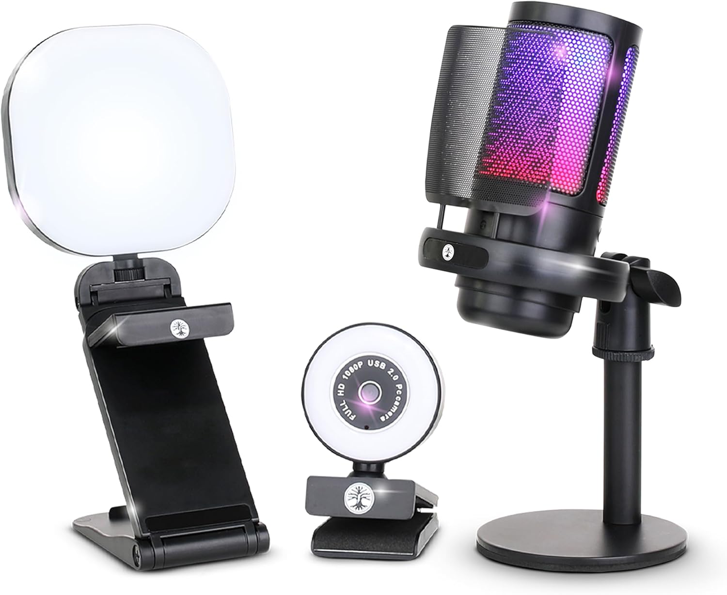 Webcam Streaming Kit with USB RGB Microphone & LED Light – 1080P 30FPS Streaming Camera Bundle for Twitch, YouTube, Podcasting, WFH – PC & Mac Compatible (Console Requires Computer & Capture Card)