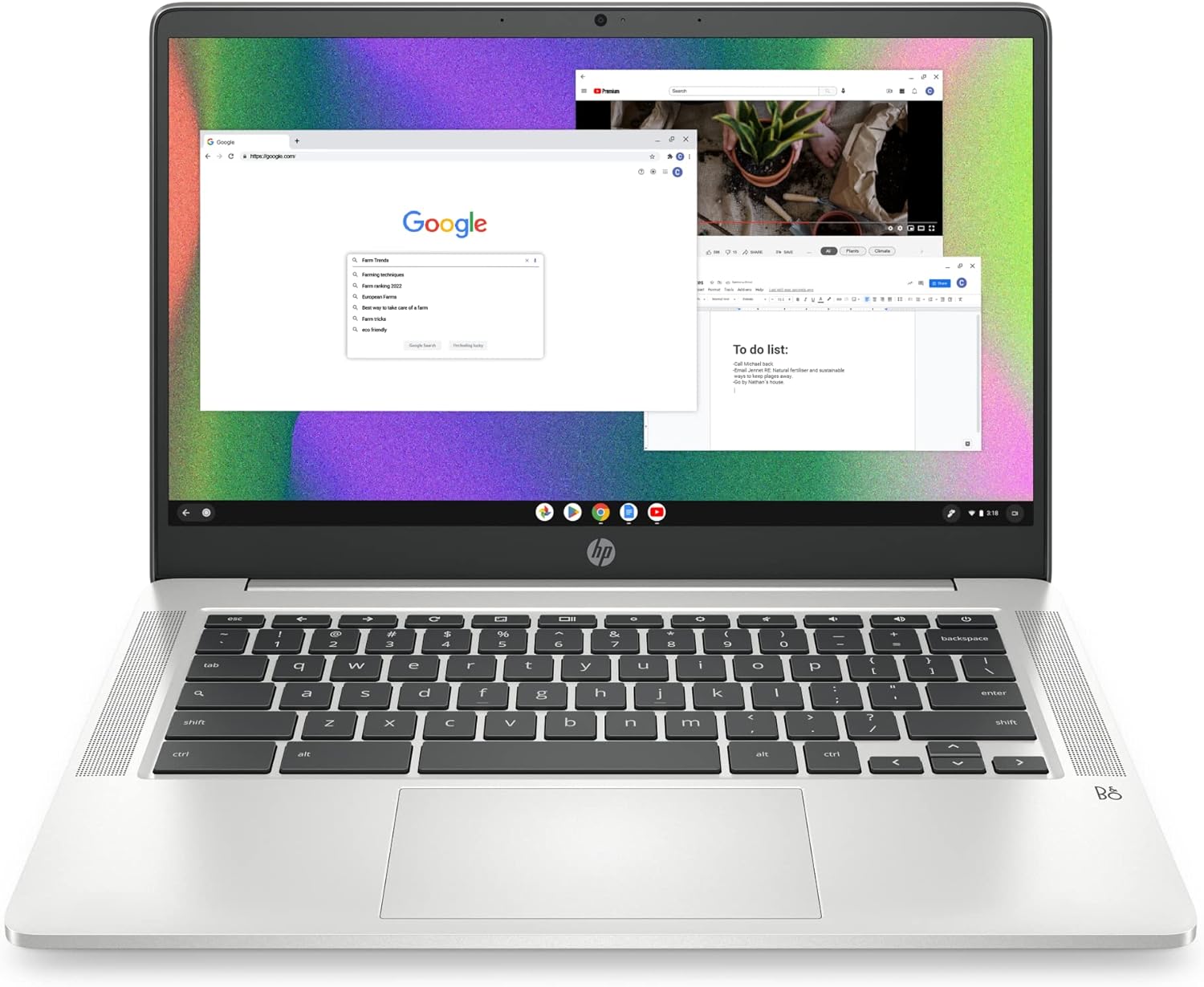 HP Chromebook 14 Laptop, Intel Celeron N4120, 4 GB RAM, 64 GB eMMC, 14