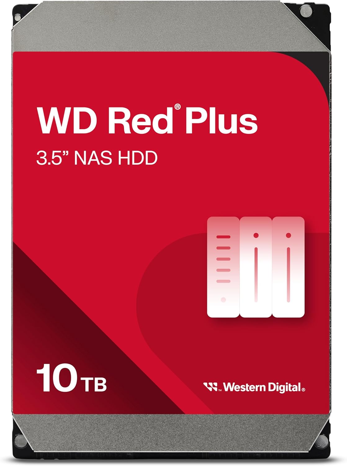 Western Digital 10TB WD Red Plus NAS Internal Hard Drive HDD - 7200 RPM, SATA 6 GB/s, CMR, 512 MB Cache, 3.5