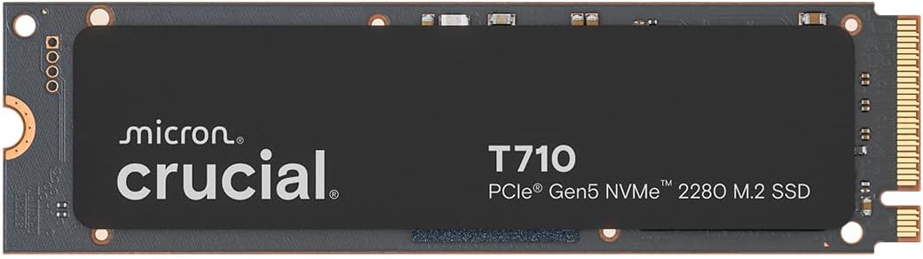 Crucial T710 PCIe Gen5 NVMe 4TB SSD, Up to 14,900 MB/s, Laptop & Desktop Compatible (PC), for Creatives and Hardcore Gamers, Solid State Drive, Includes 1Mo Adobe CC – CT4000T710SSD8-01