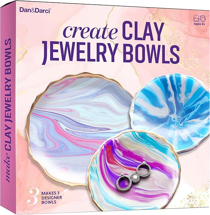 Dan&Darci Craft 'n Clay - Jewelry Dish Making Kit for Kids Ages 8-14 Year Old - Best DIY Arts & Crafts Kits - Easter Gifts - Creative Toys for Preteen & Teenagers - Girl Birthday Gift Ideas