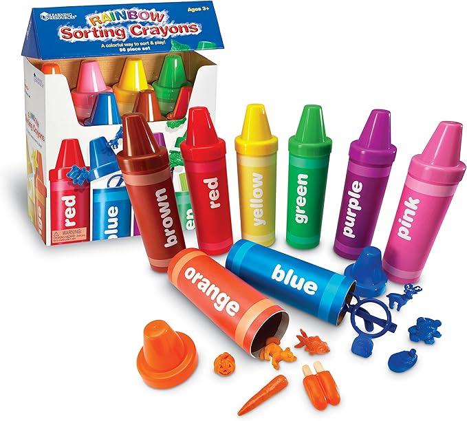 Learning Resources Rainbow Sorting Crayons - Toddler Gifts, Toddler Accessories, Jumbo Stacking Toys, Fine Motor Skills, Classroom And Preschool Activities, Montessori