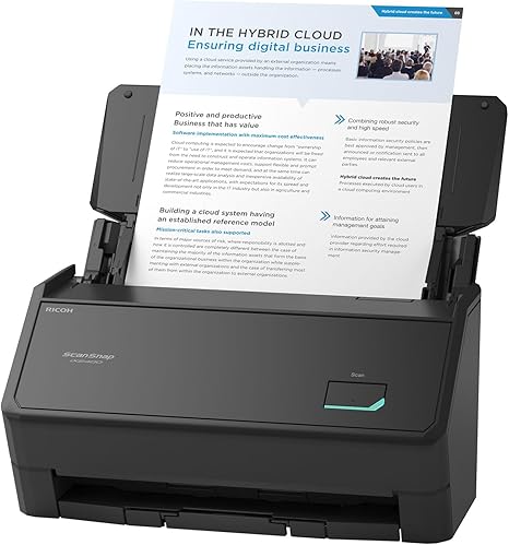 ScanSnap iX2400 High-Speed Simple One-Touch Button Color Document, Photo & Receipt Scanner with 100 Page Auto Document Feeder for Mac or PC, Black