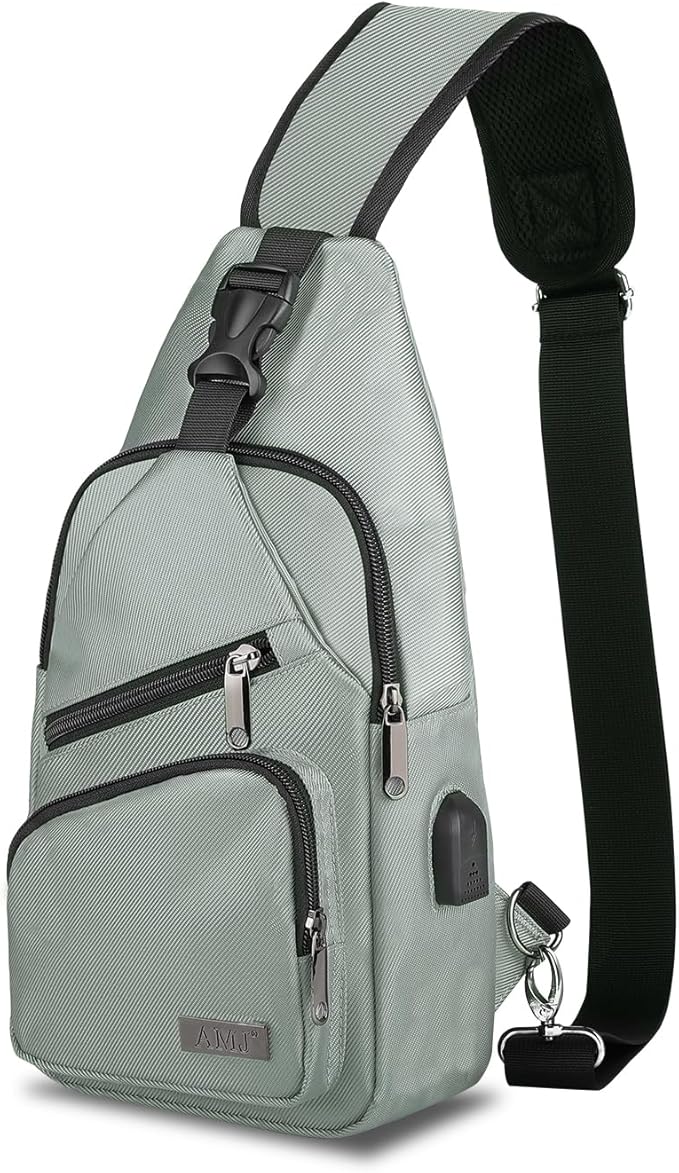 AMJ Crossbody Sling Bag Men Women, Casual Shoulder Backpack, Chest Daypack Satchel for Hiking Travel