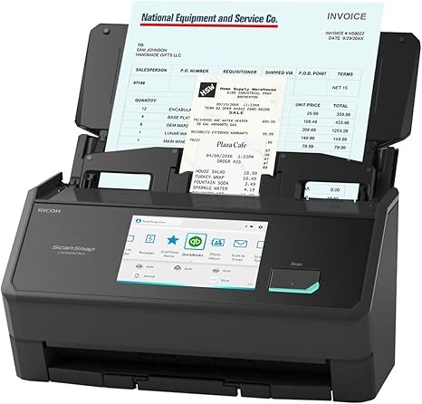 ScanSnap iX2500 Receipt Edition, Works with QuickBooks, Wireless or USB High-Speed Cloud Enabled Invoices & Receipts Scanner, 100 Page Auto Document Feeder for Mac or PC, Black