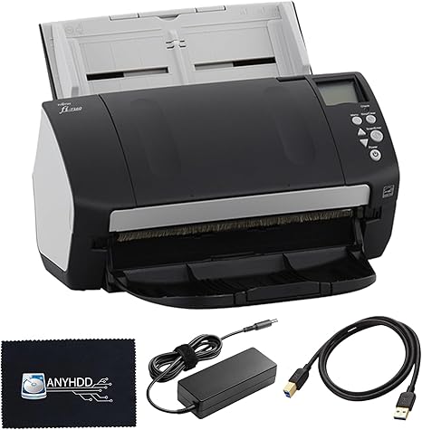 Fi-7160 Fujitsu Scanners for Computers - 60 PPM (Mono/Color),600 DPI Document Scanner, with 24V Power Cable & USB 3.0 Cable & Microfiber Cleaning Cloth (Renewed)