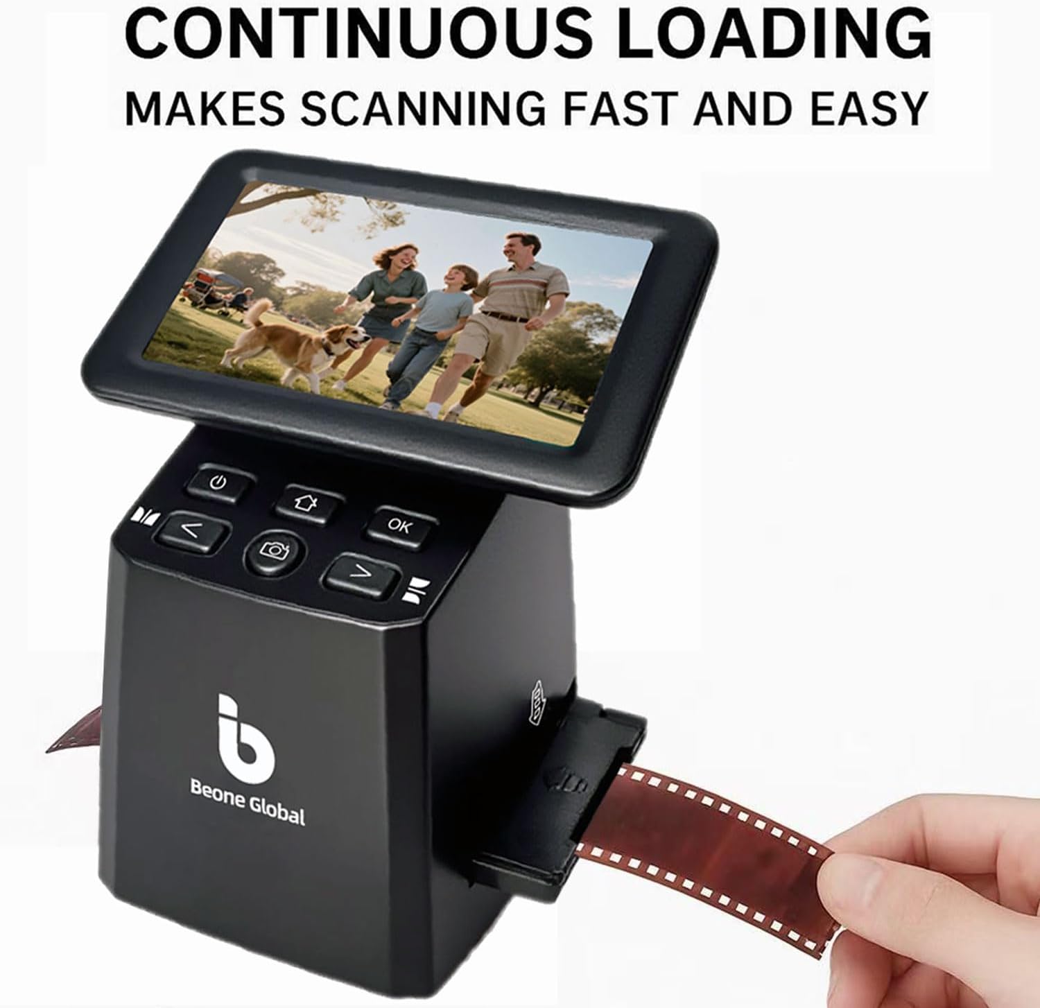 BEONEGLOBAL ClearScan S5 Film Scanner High-Resolution Film&Slide Scanner with 5” LCD – Convert 135, 126, 110 Super8 Negatives and Slides to 24MP Digital JPEG Photos Quickly