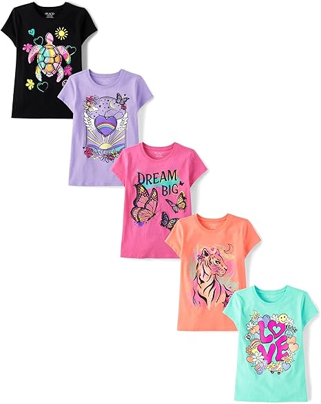 MULTIPACK: 1 turtle graphic design, 1 heart sky graphic design, 1 'Dream' with butterflies graphic design, 1 'Love' with icons graphic design, 1 tiger graphic design