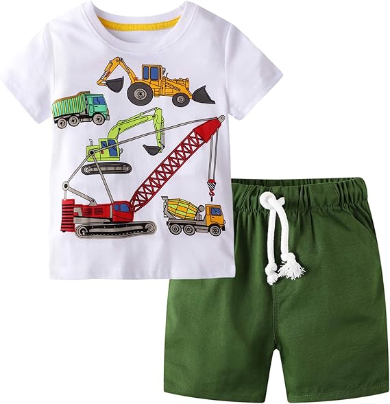 Toddler Boy Clothes Kids Summer Cotton Outfits Shirt Short Sets Size 2-7