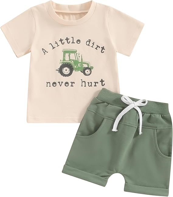 BemeyourBBs Toddler Baby Boy Summer Clothes Funny Letter T Shirt Elastic Waist Pockets Shorts Set 2 Piece Outfit