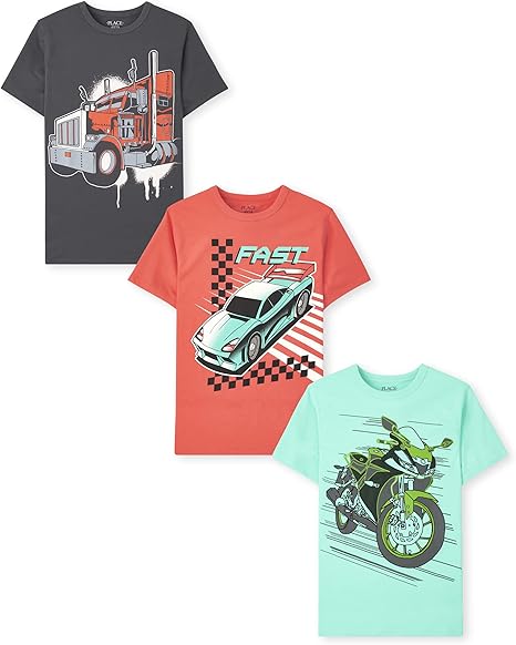 The Children's Place Boys Vehicle Short Sleeve Graphic T-Shirts,multipacks