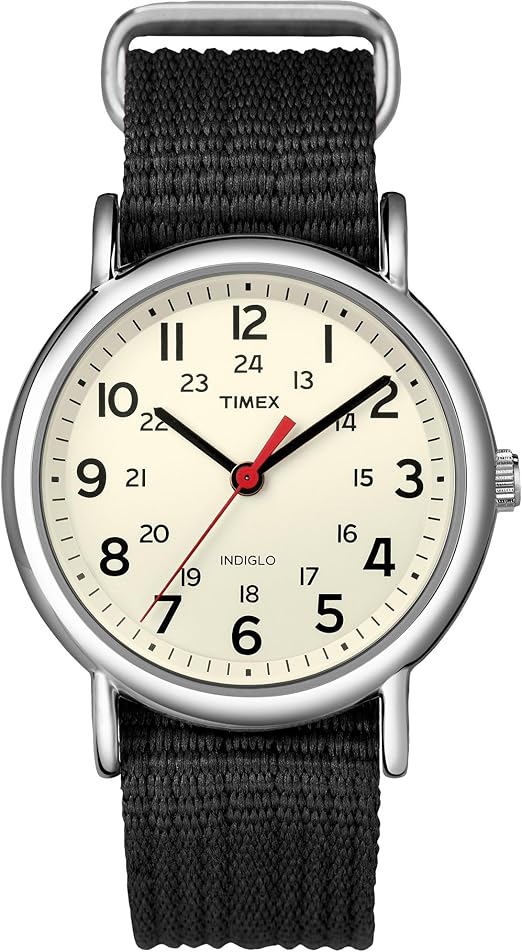 Timex Weekender 38mm Unisex Analog Watch | INDIGLO Backlight | Adjustable Durable Nylon Fabric Slip Through Strap | 24 Hour Time