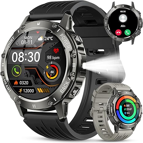 zhizhi Smart Watch for Men Fitness Tracker: Smart Watches for Android Phones iPhone Bluetooth Waterproof Make Answer Call Digital Mens Watches Heart Rate Monitor Running Smartwatch Samsung Compatible