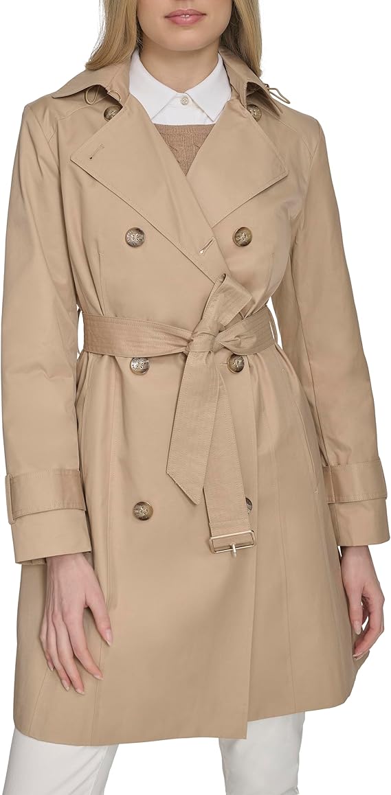 Cole Haan Women's D/B Trench With Hood Classic Jacket