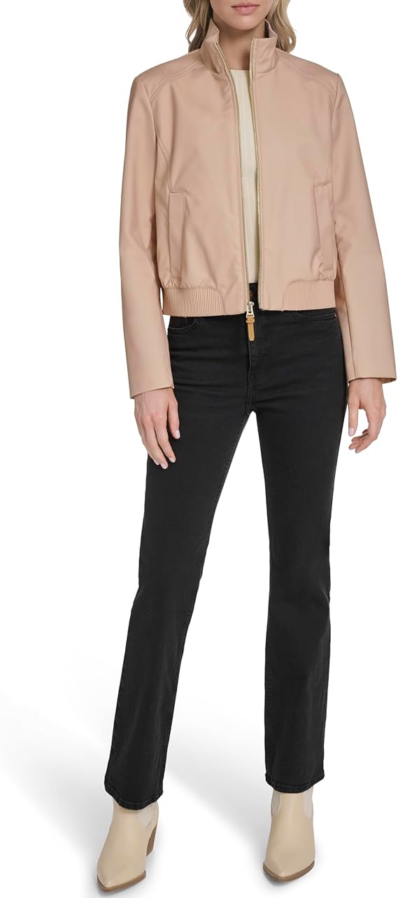 Cole Haan Women's Pin Stripe Rain Bomber Jacket
