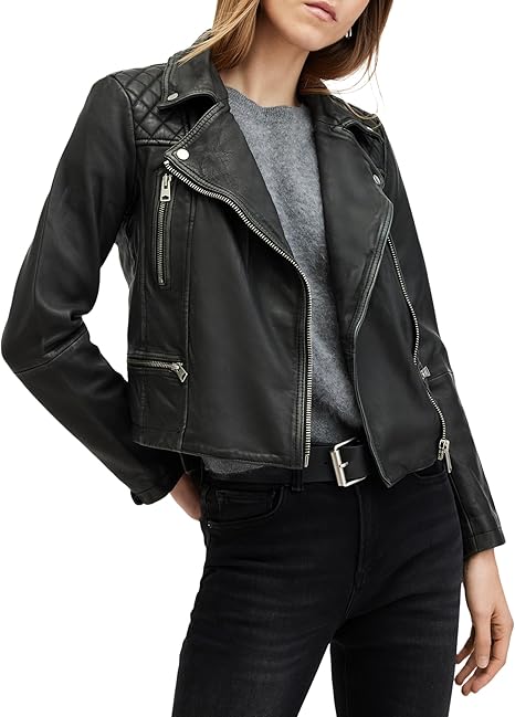 AllSaints Women's Cargo Leather Biker Jacket