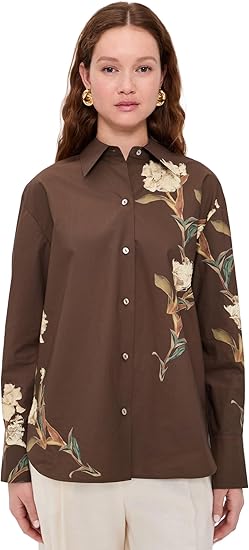 Vince Women's Placed Cream Iris Button Down