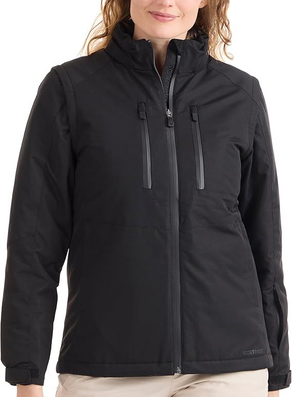 SCOTTeVEST Evorev Jacket for Women - 33 Hidden Pockets - RFID Protection, Removable Sleeves - Water Repellent Travel Jacket