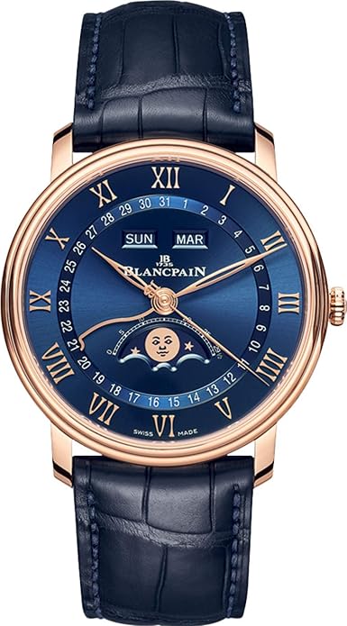 Blancpain Men's Villeret Classic Quantime Complet Rose Gold, Blue Sunburst Dial 6654-3640-55B