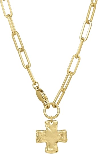 James Michelle The Original Chunky Cross Chain Necklace for Women – Premium Waterproof, Tarnish-Free, Gold & Silver PVD Coated Jewelry – Hypoallergenic – Perfect for Beach, Weddings, Gifts